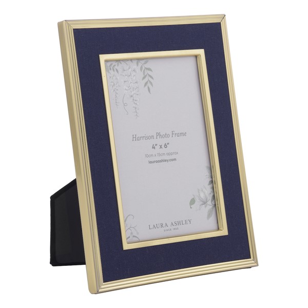 (image for) Harrison Photo Frame Brushed Brass and Blue 4" x 6"
